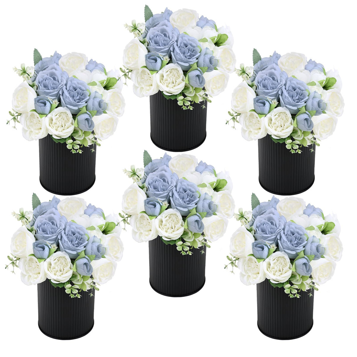 6 Set Pre-Made Flower Table Centerpieces (White, 6 X Dahlias Table Centerpieces)