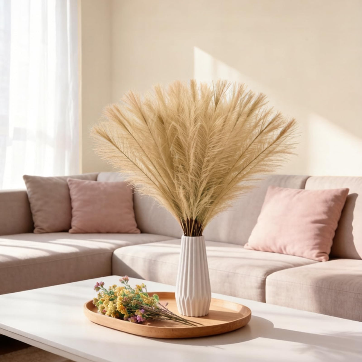50pcs Black Pampas Grass 21.6 Inch Non-Shedding Faux Pampas for Gothic Home, Moody Boho, Halloween and Modern Wedding Decor