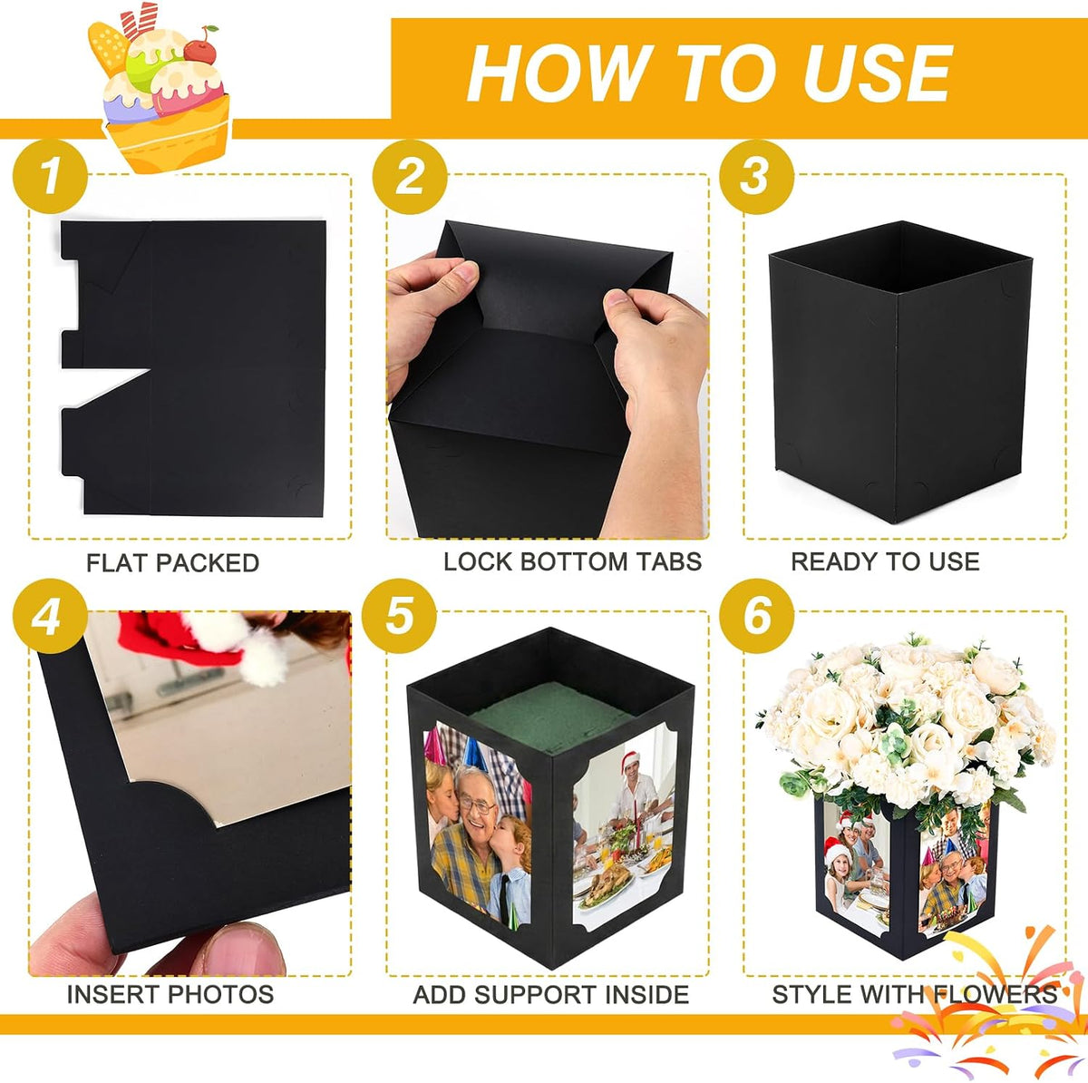 12 Pcs Picture Centerpieces for Table, Photo Display Frame, Black