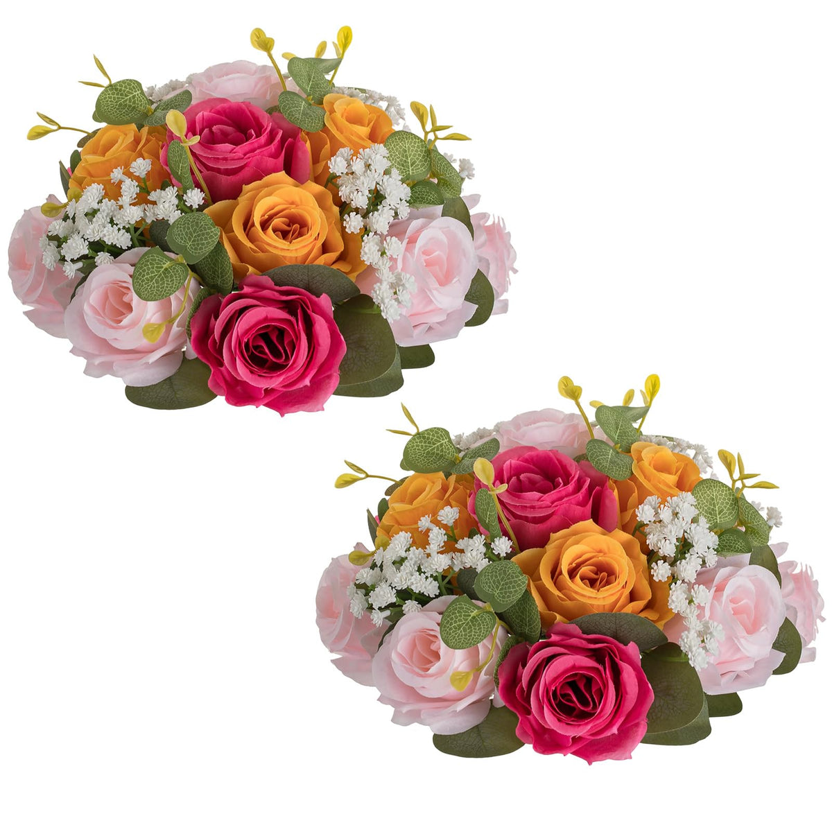 NUPTIO Flower Balls for Table Centerpieces: White Fake Flowers, 8.6 Inch