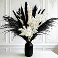 Black and White Pampa Grass Dried Flowers 50Pcs