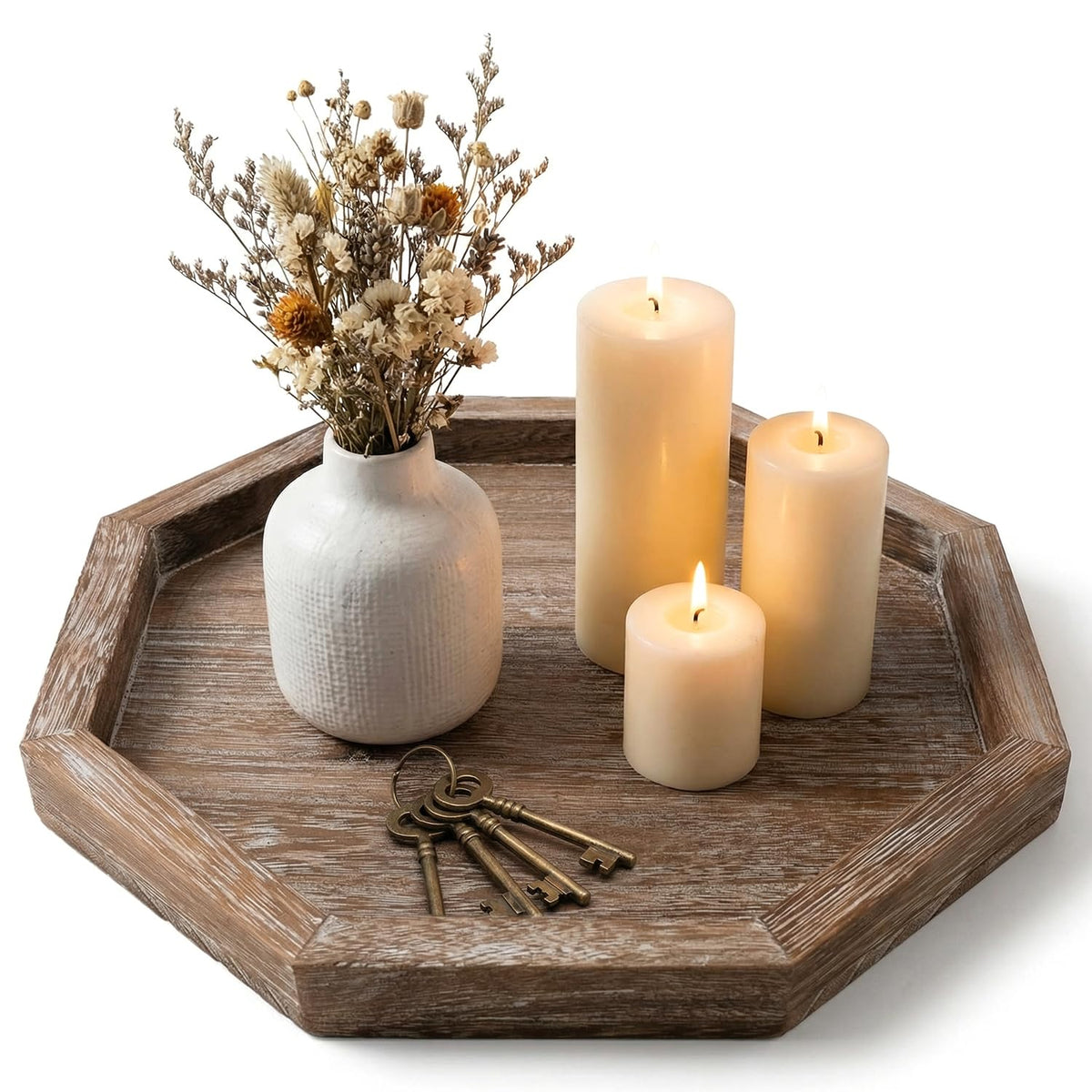 Black Round Wood Decorative Tray for Coffee Dining Table Centerpiece Decor