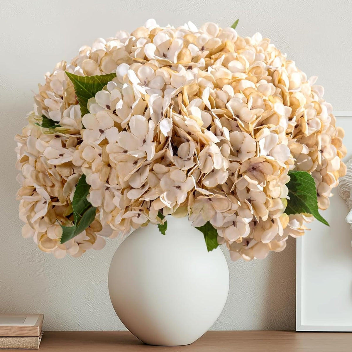 Bailikang 10 Pcs Faux Silk Hydrangea with Stems - Fall Hydrangeas Artificial Flowers Silk Flower Fall Winter Artificial Bouquet for Wedding Bridal Home Table Decor Without Vase