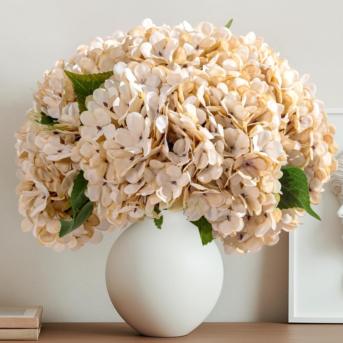 Bailikang 10 Pcs Faux Silk Hydrangea with Stems - Fall Hydrangeas Artificial Flowers Silk Flower Fall Winter Artificial Bouquet for Wedding Bridal Home Table Decor Without Vase