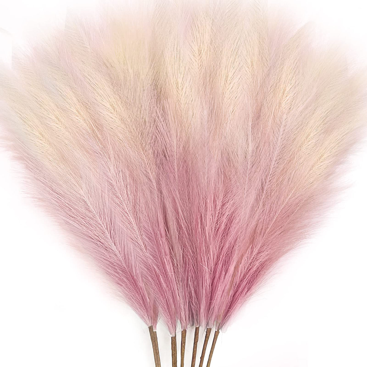 KALYLOC 8Pcs 3FT Blue Colorful Faux Pampas Grass, Artificial Bulrush