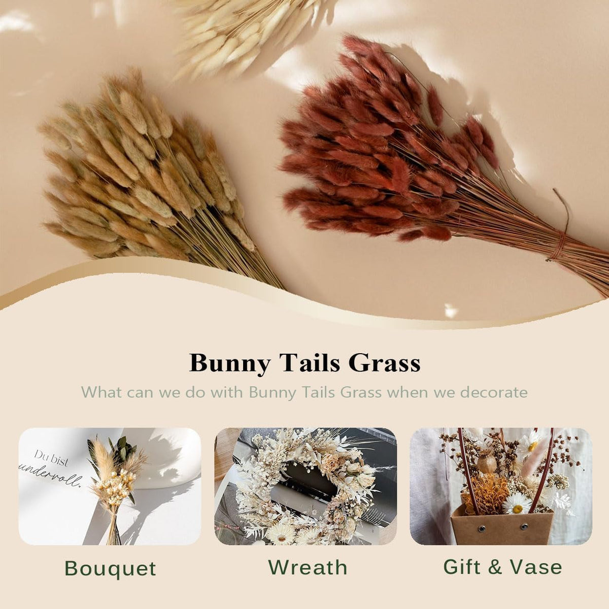 Bunny Tails Dried Flowers Boho Decor Pampass Grass 100pcs Floral Stems Decoration Plants 17 Inch (Teal Blue)