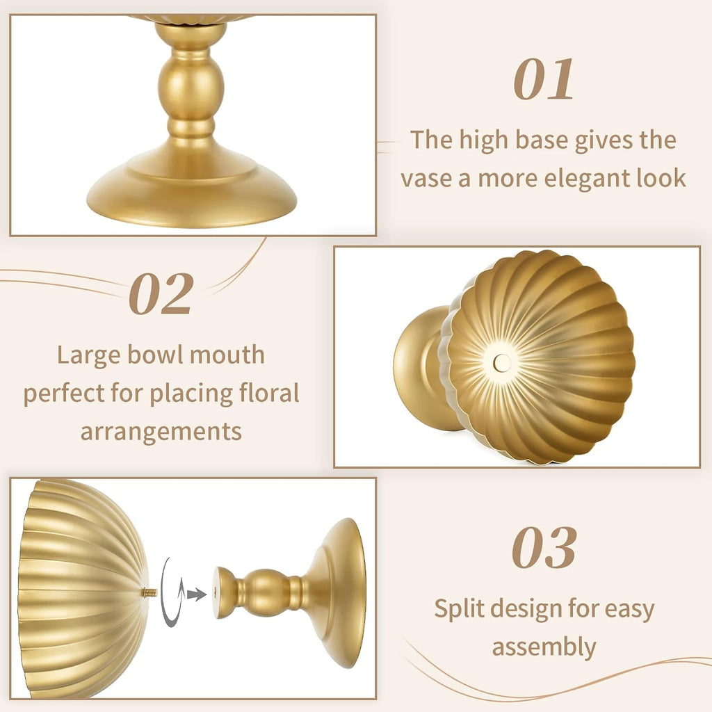 Sziqiqi Gold Urn Vase for Wedding, Tall Vases Centrepieces for Table, 10Pcs