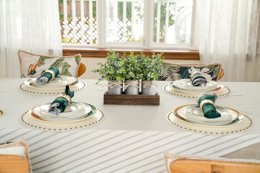 Dahey Fake Eucalyptus Plants Farmhouse Table Centerpieces for Dining Room