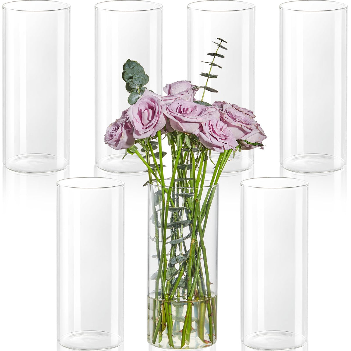 12pcs Glass Cylinder Vases for Centerpieces - 6 Inch Tall Flower Vase for Wedding Decorations, Clear Glass Flower Vases Floating Candle Holder for Table Centerpiece Wedding Home Décor