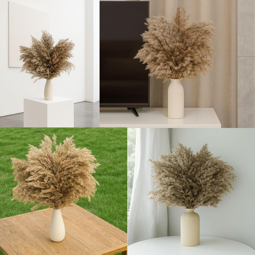 17Inch Natural Dried Pampas Grass 30 Stems - Boho Home Decor for Table Centerpieces, Wedding, Floral Arrangements(Natural)