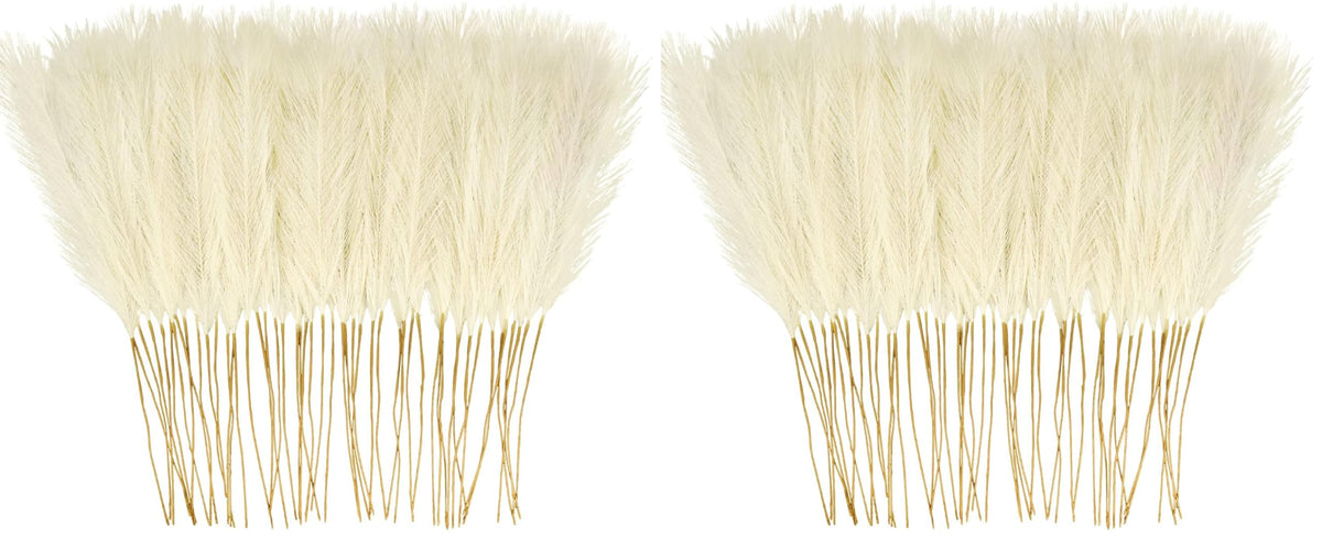 obbsie 50PCS Burnt Orange Faux Pampas Grass Decor, 21.6" Fluffy Vase Filler