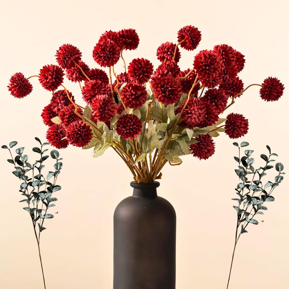 Faux Fall Flowers, Burnt Orange Artificial Floral Stems For Vase
