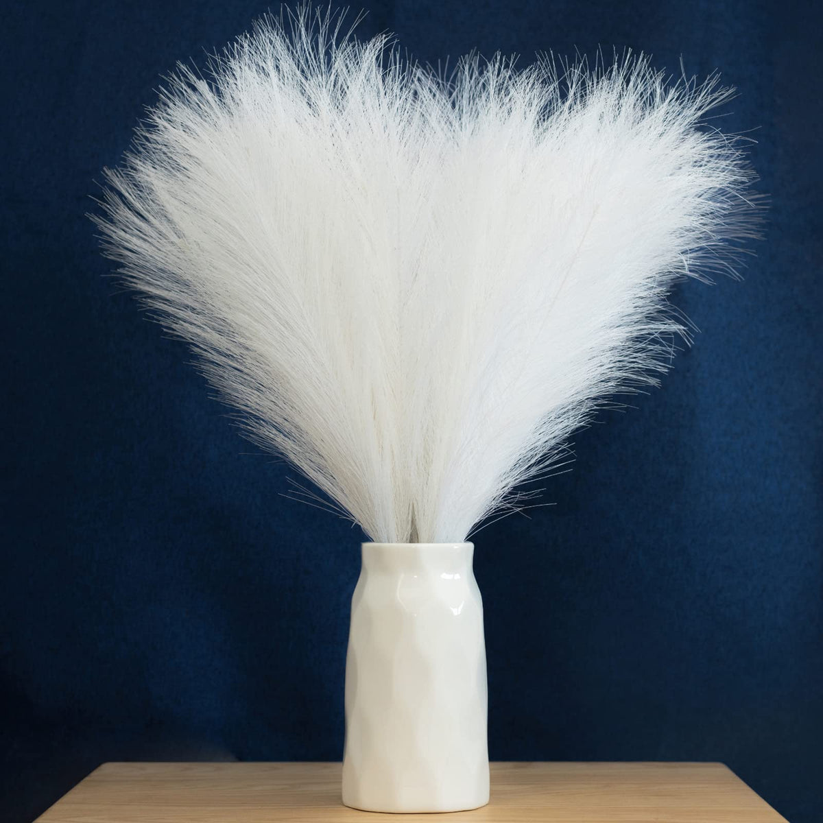 Faux Pampas Grass, 18"/45cm Artificial Pampas Grass Fluffy 6 Stem pompous Grass Flower Arrangement for Boho Home Wedding Decoration (Beige,Taupe)