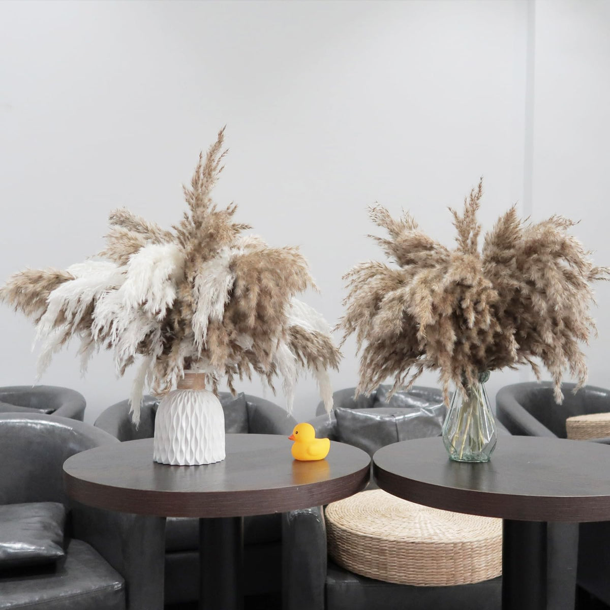 ROOLLYA 17 Inch 20 Stems Natural Pampas Grass Decor - Tall Fluffy Pompas Grass for Floor Vase - Boho Decor Home Wedding Event Decor, 2404-c15-30brown-45cm