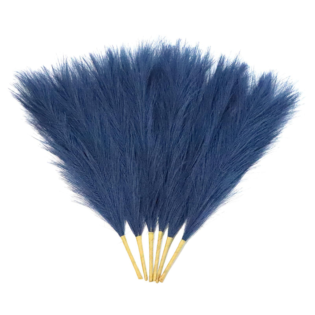 LWINGFLYER Navy Blue Faux Pampas Grass Decor 18-Inch Short 6 Stems Dried Flowers for Small Vase Boho Home Decor Wedding Bouquet Party Decoration Flower Arrangement Balloon Garland