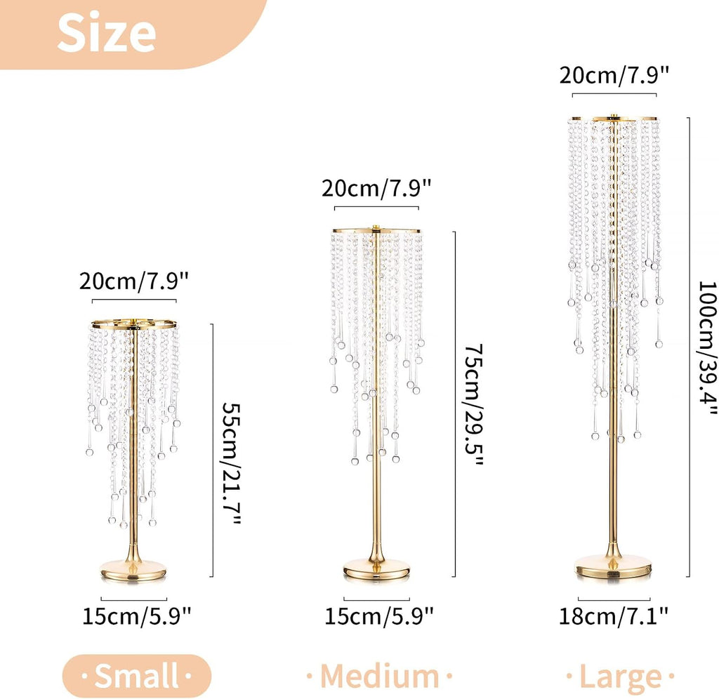 NUPTIO Tall Gold Centerpiece for Table, Metal, 21.7", 10 Pcs