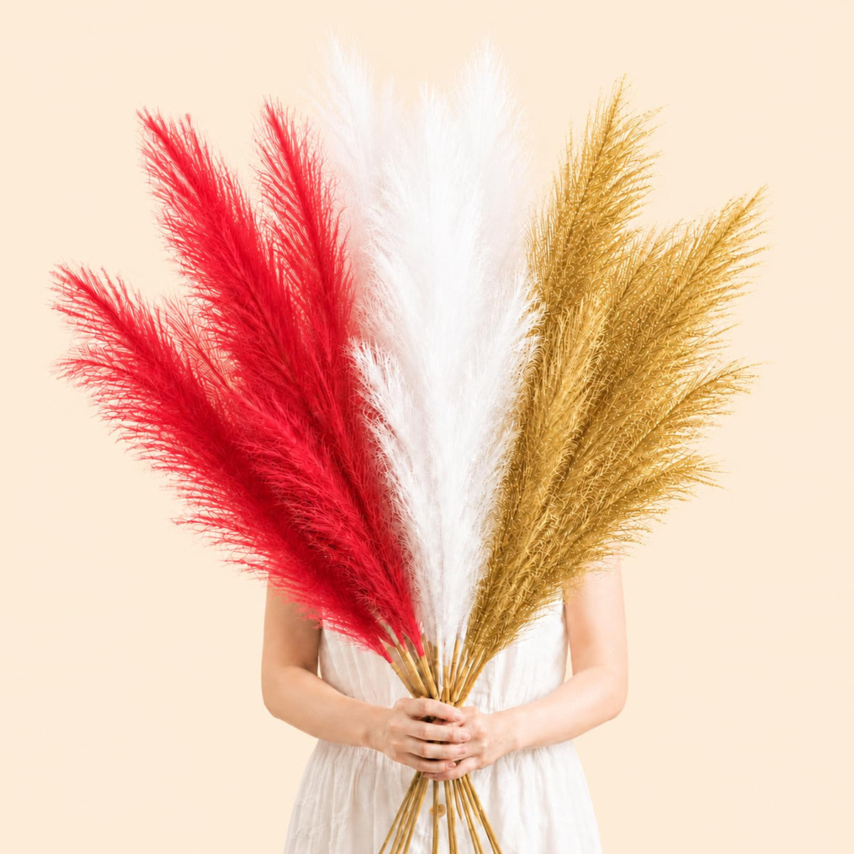 GNDR 9 PCS 45" Artificial Pampas Grass Dark Brown & Beige & Brown