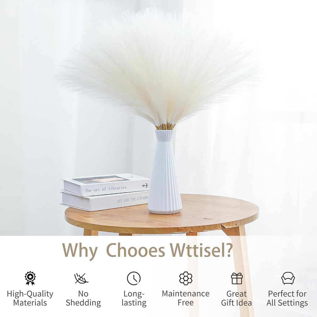 30pcs 22" White Pampas Grass Faux Pampas Grass Decor for Table Vase