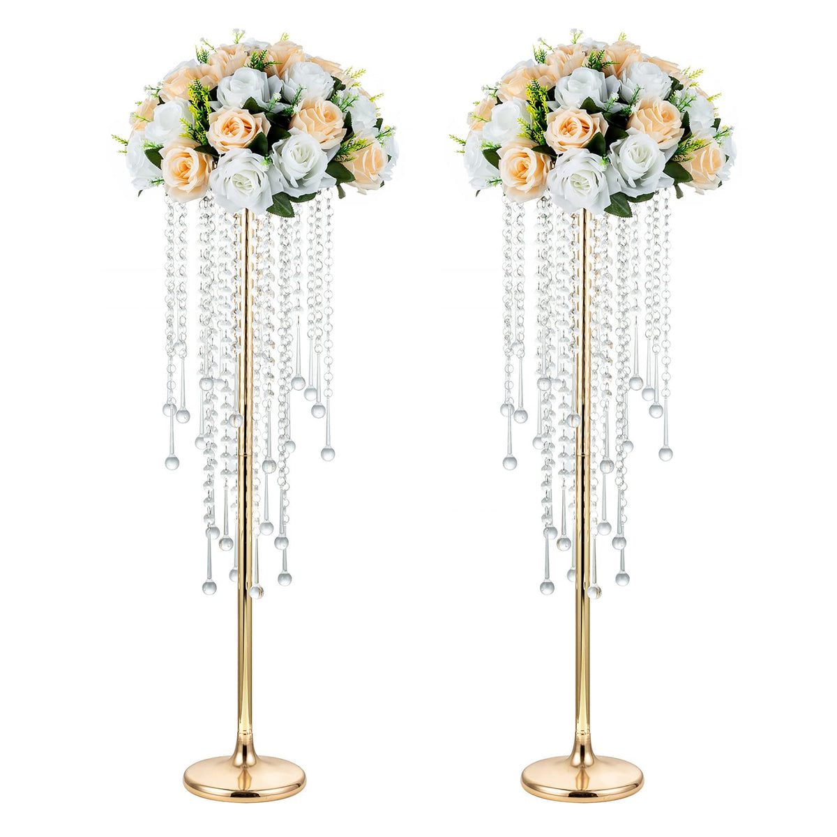 NUPTIO Tall Gold Centerpiece for Table, Metal, 21.7", 10 Pcs