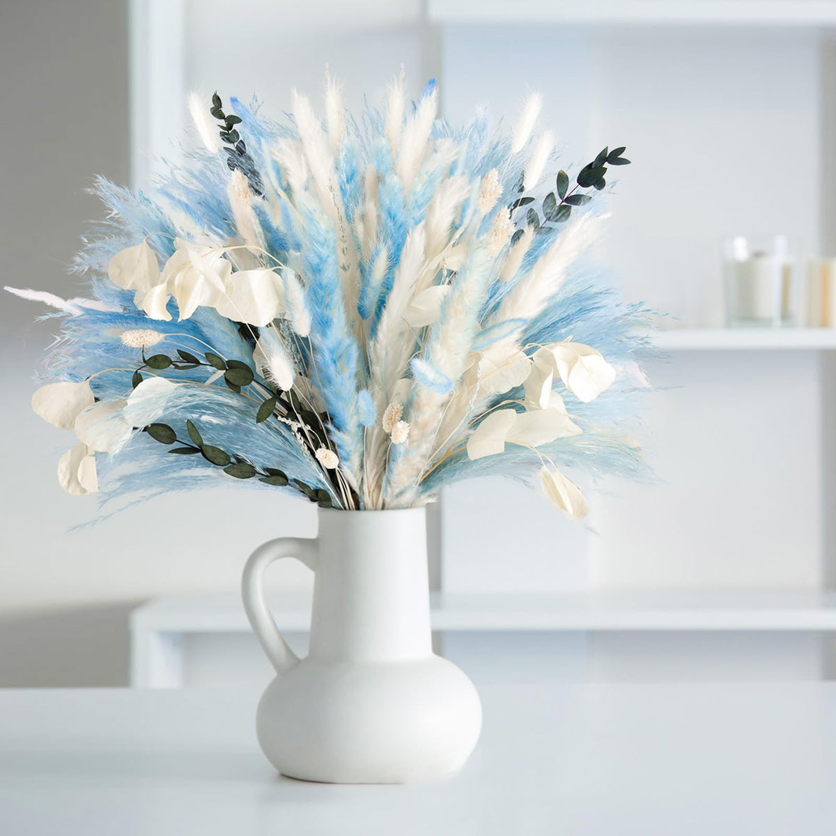 N&T NETING Dried Pampas Grass Boho Set for Crafts Centerpiece, 75Pcs