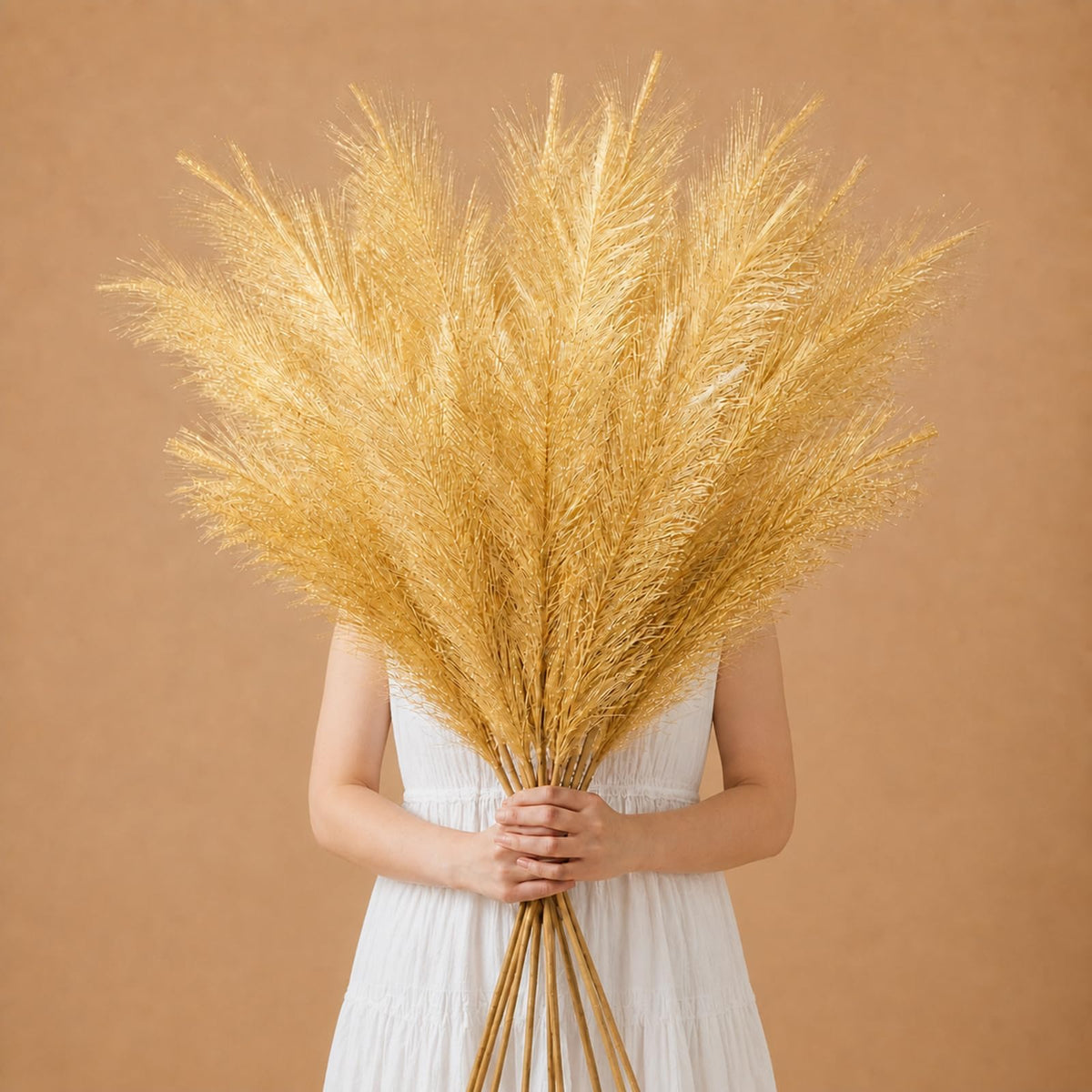 GNDR 9 PCS 45" Artificial Pampas Grass Dark Brown & Beige & Brown