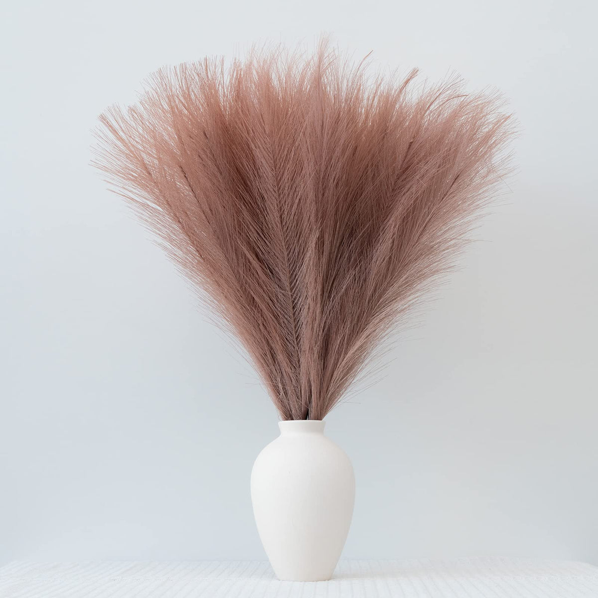 Faux Pampas Grass, 18"/45cm Artificial Pampas Grass Fluffy 6 Stem pompous Grass Flower Arrangement for Boho Home Wedding Decoration (Beige,Taupe)