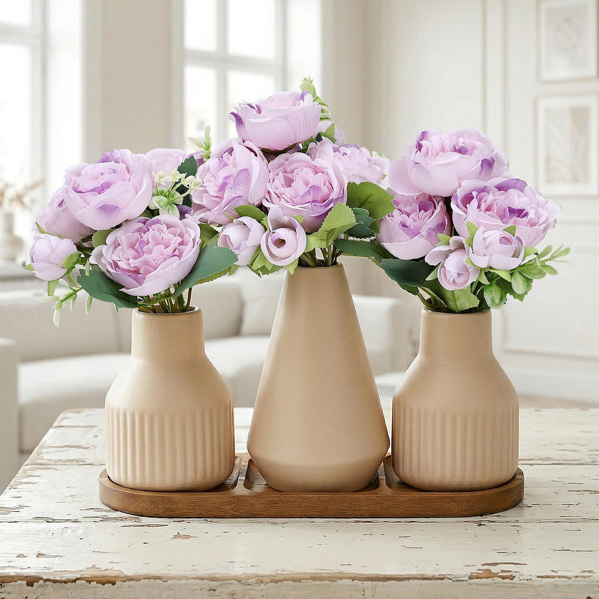 White Flower Table Centerpieces for Dining Room
