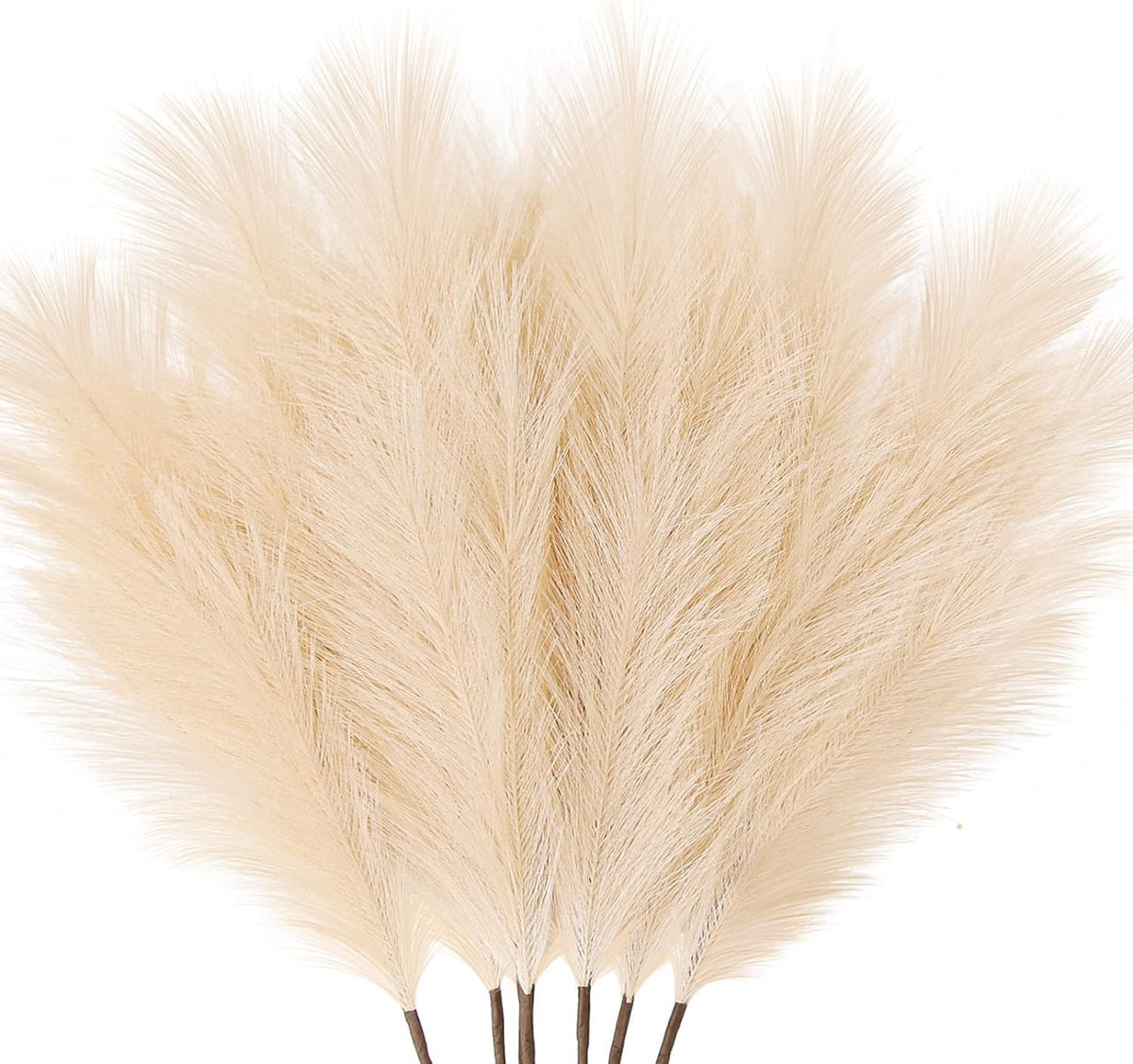 ZIFTY Faux Pampas Grass Decor 38" 7PCS Handmade Boho Decor Ombre Beige