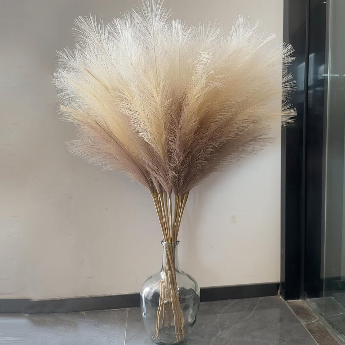 38" 10 Stems White Pampas Grass Tall Decor Faux Pampas Grass for Floor Vase
