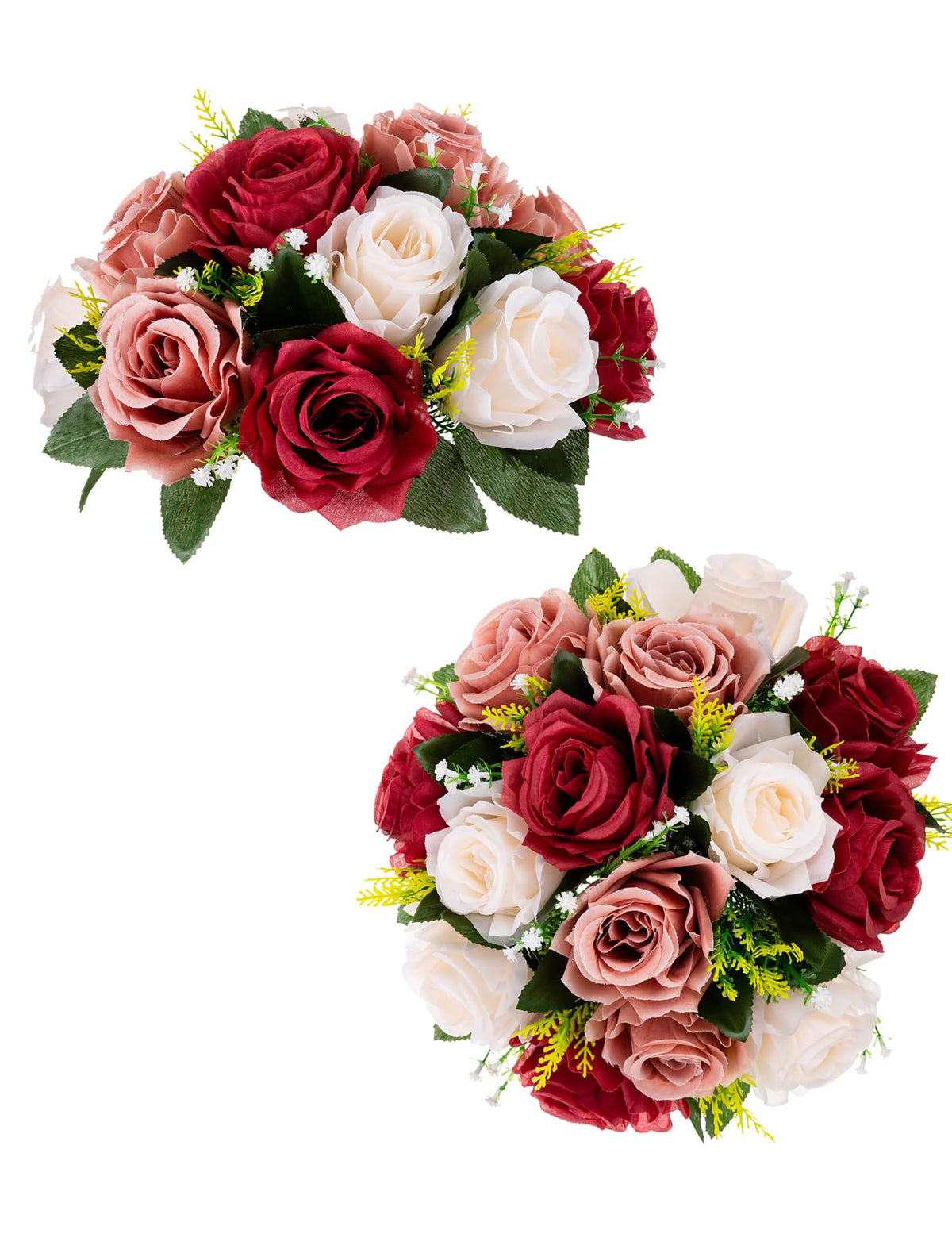 BLOSMON Faux Flower Centerpieces for Wedding Tables, 10 Pcs, Crimson Red