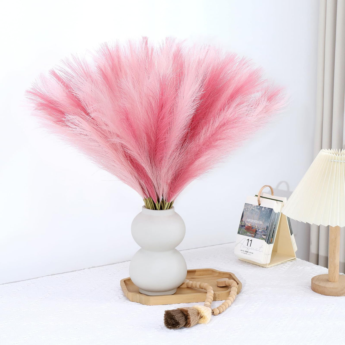 Pampas Grass Decor 30 Pcs 21.7 Inch Faux Brown Pampas Grass Bulk Artificial Dried Flowers Small Vase Filler Pompas Grass.