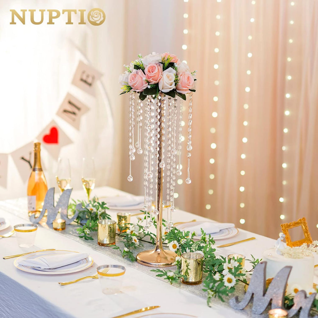 NUPTIO Tall Gold Centerpiece for Table, Metal, 21.7", 10 Pcs
