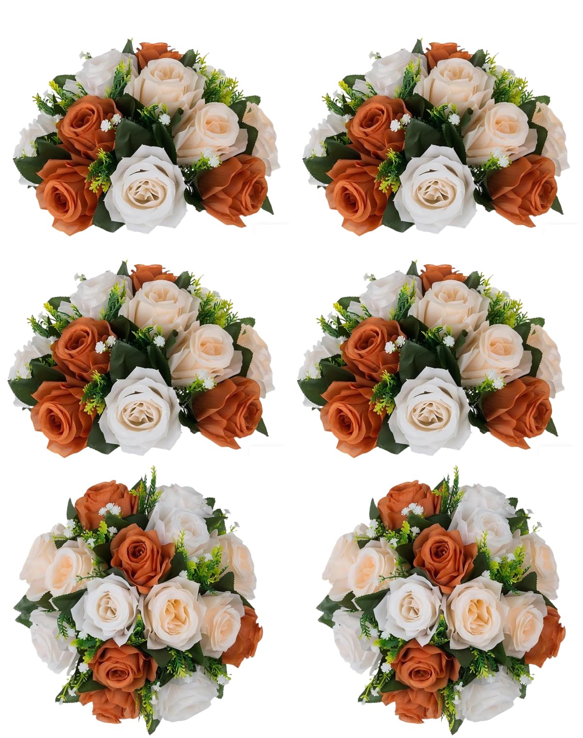 Flower Balls Centerpieces for Tables: White Silk Rose, 10Pcs