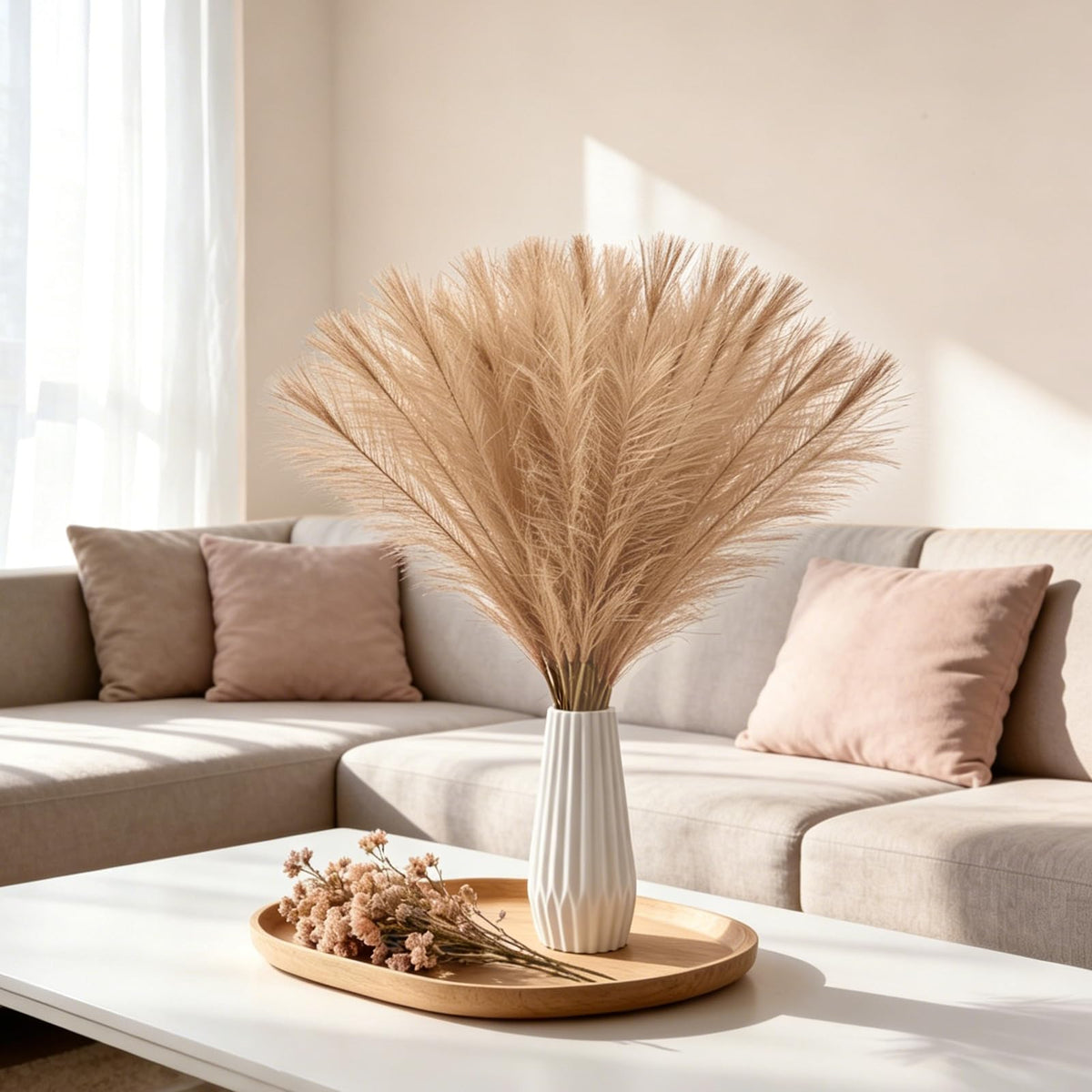 50pcs Black Pampas Grass 21.6 Inch Non-Shedding Faux Pampas for Gothic Home, Moody Boho, Halloween and Modern Wedding Decor