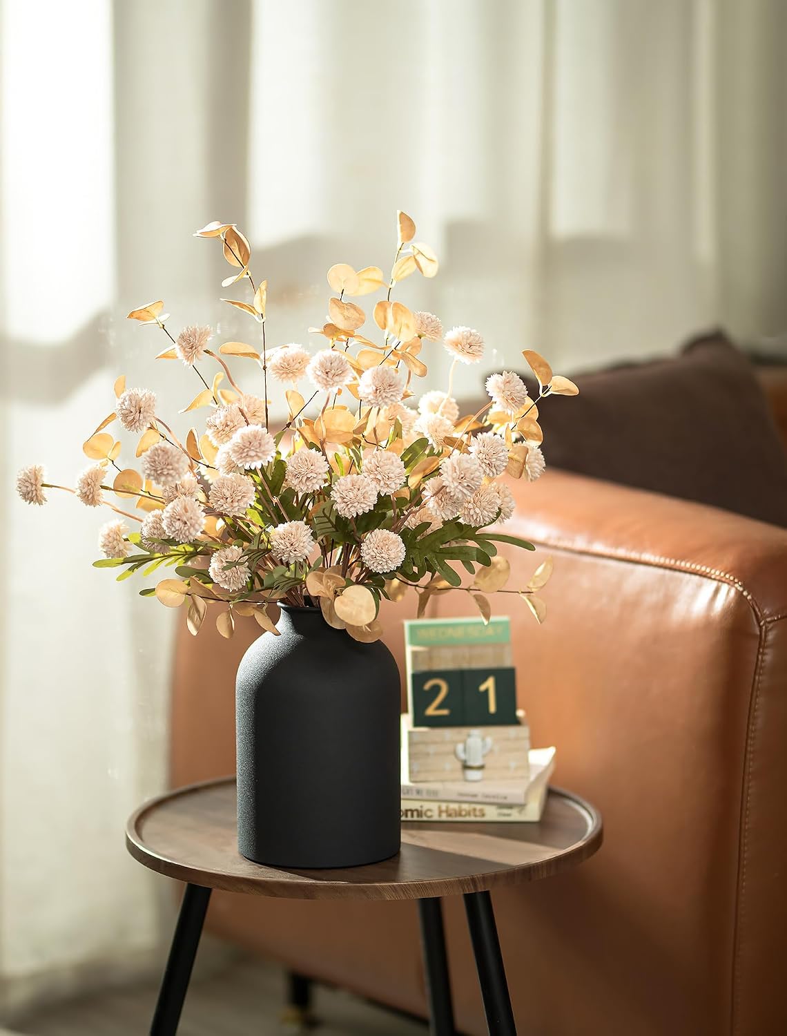 BLOSMON Fake Flowers Centerpieces for Tables, Beige Mums for Dining Room