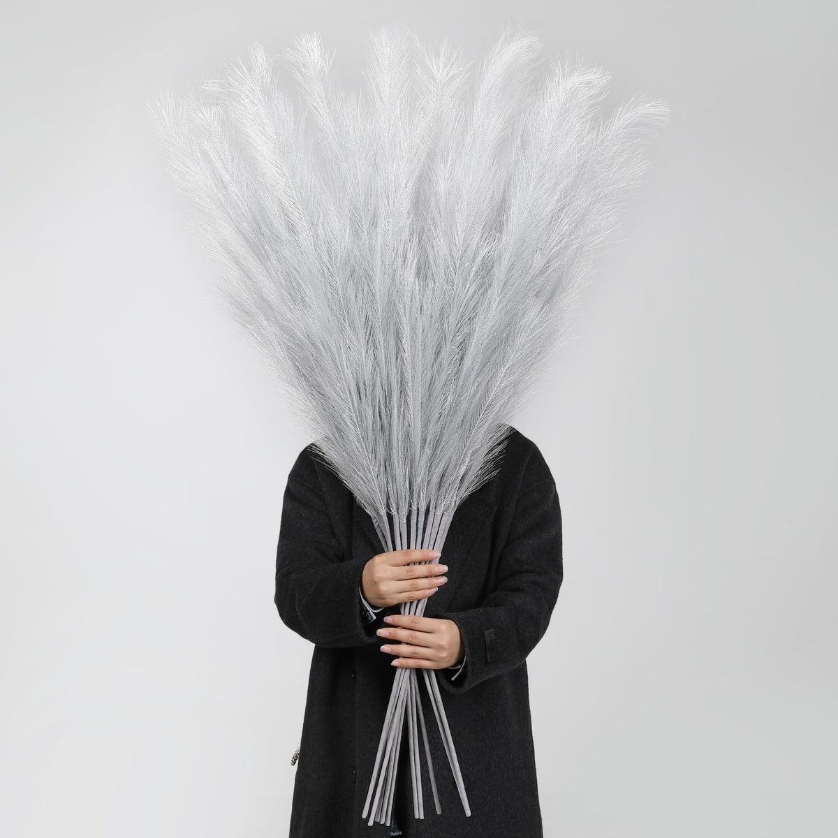 Wertuirk 8 Pcs 45 inch Tall Faux Brown Pampas Grass Decor