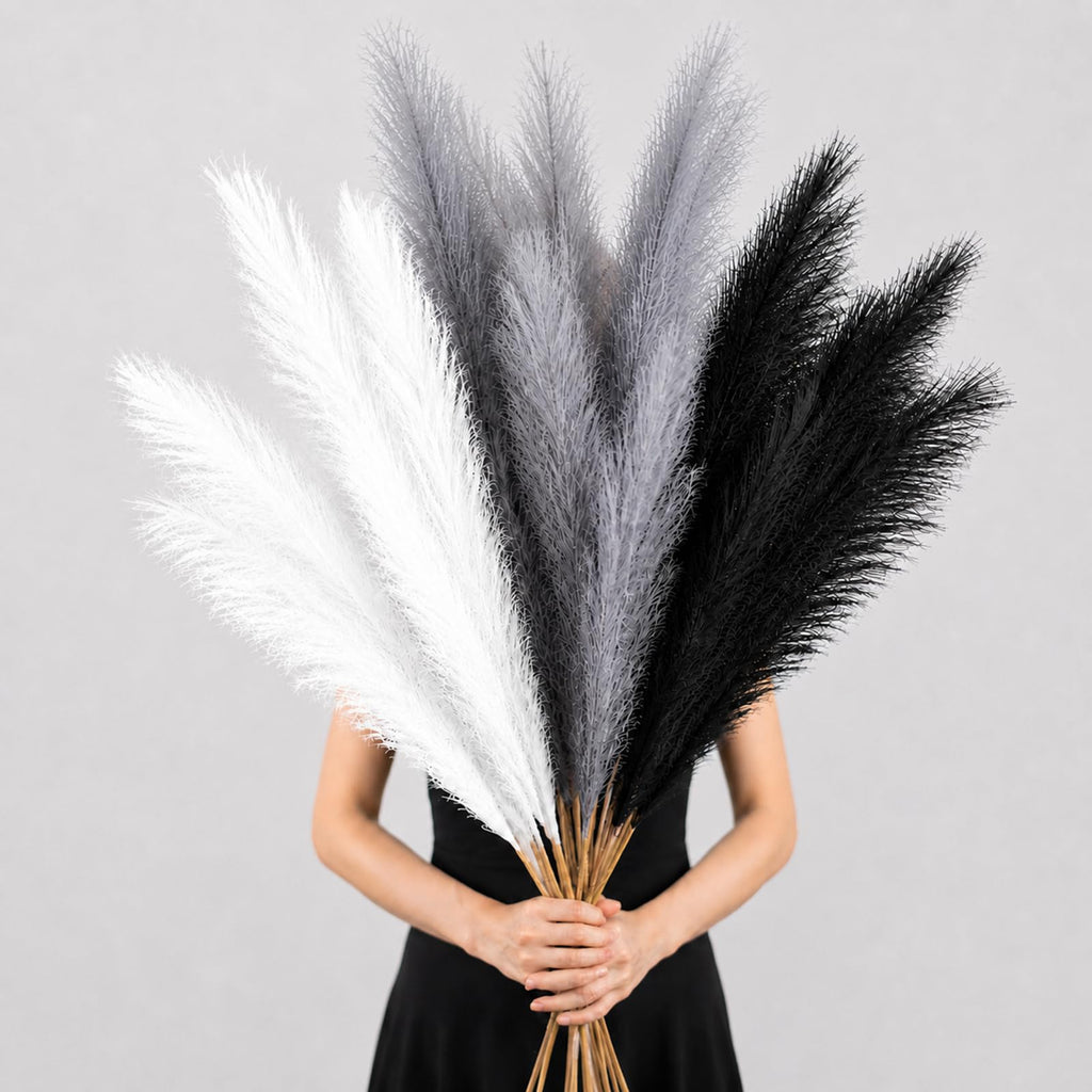 GNDR 9 PCS 45" Artificial Pampas Grass Dark Brown & Beige & Brown