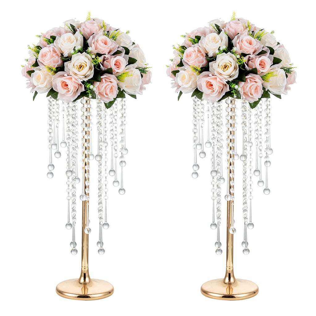 NUPTIO Tall Gold Centerpiece for Table, Metal, 21.7", 10 Pcs