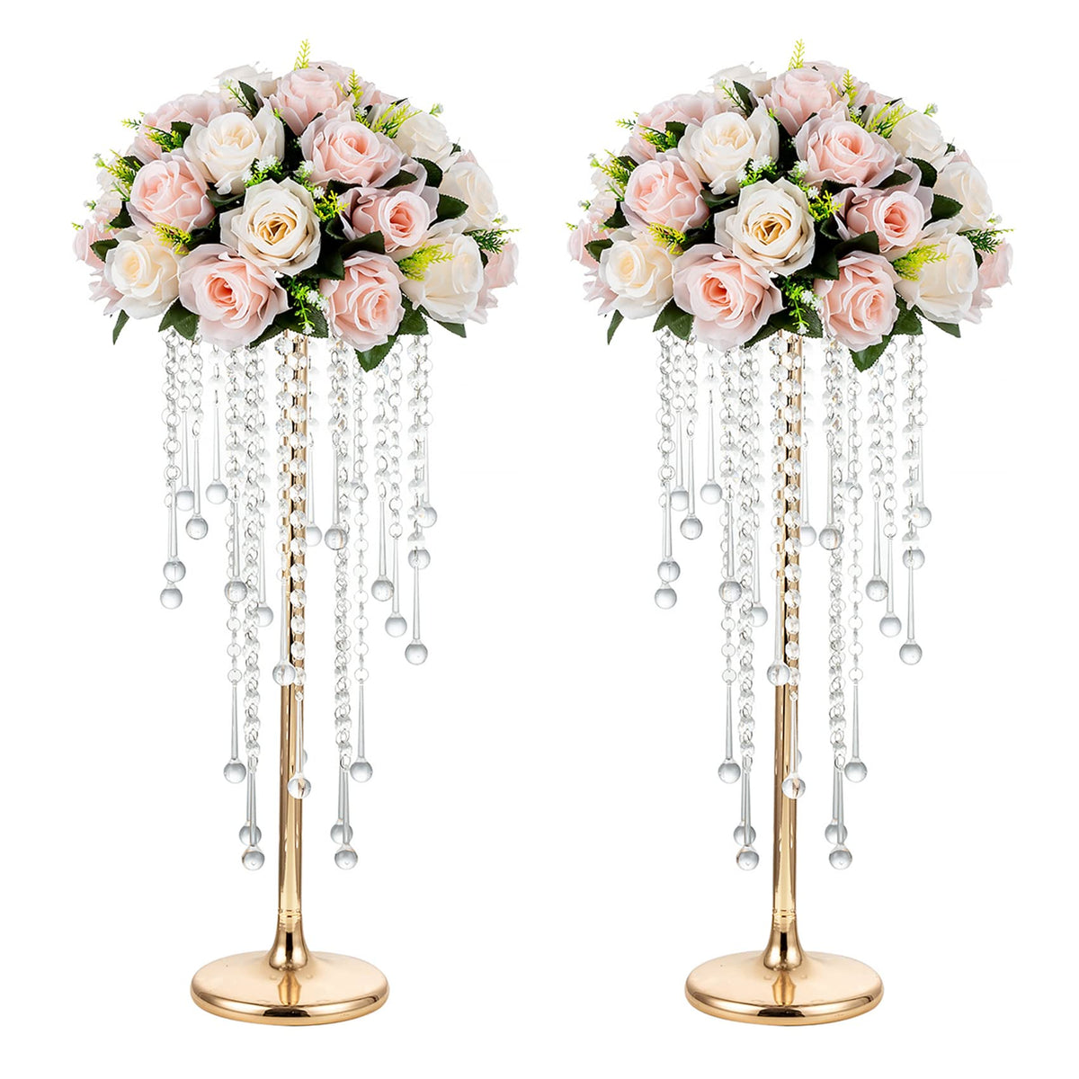 NUPTIO Tall Gold Centerpiece for Table, Metal, 21.7", 10 Pcs