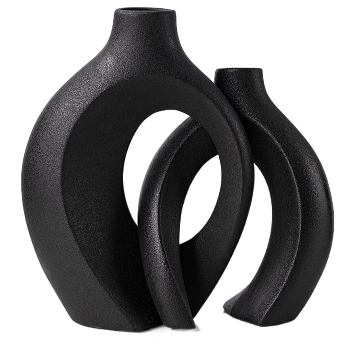 Levvohd Snuggle Hollow Ceramic Vase Set of 2 for Modern Nordic Home Decor