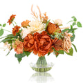 WELL KNOWN Artificial Flowers in Vase, Burnt Orange & Champagne Plus