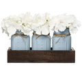 Mkono Mason Jar Centerpiece with Wood Tray Farmhouse Coffee Table Decor