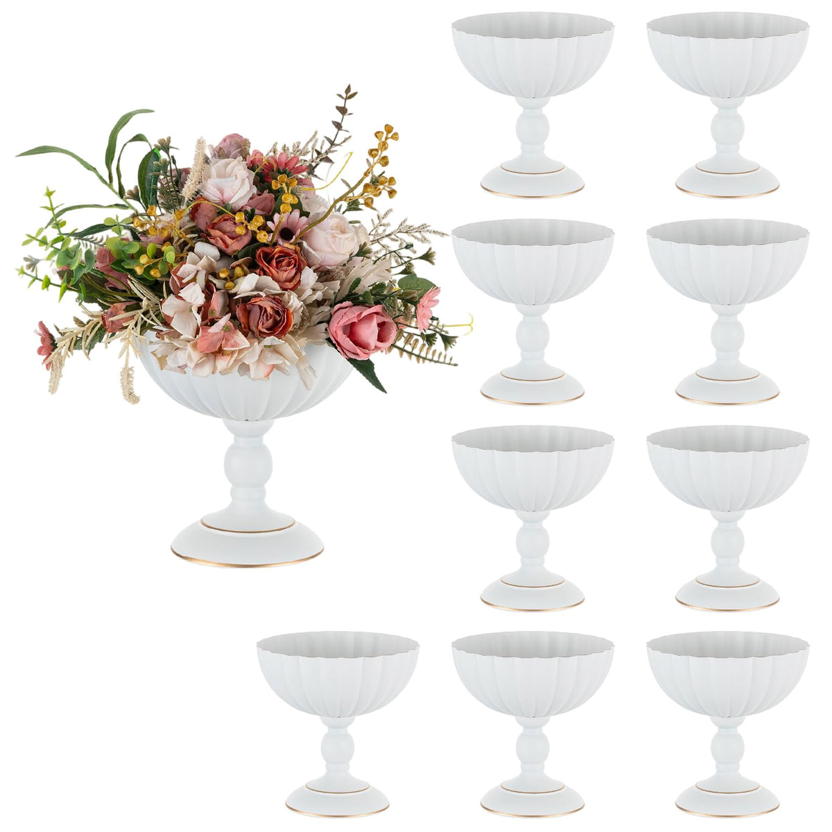 Sziqiqi Gold Urn Vase for Wedding, Tall Vases Centrepieces for Table, 10Pcs