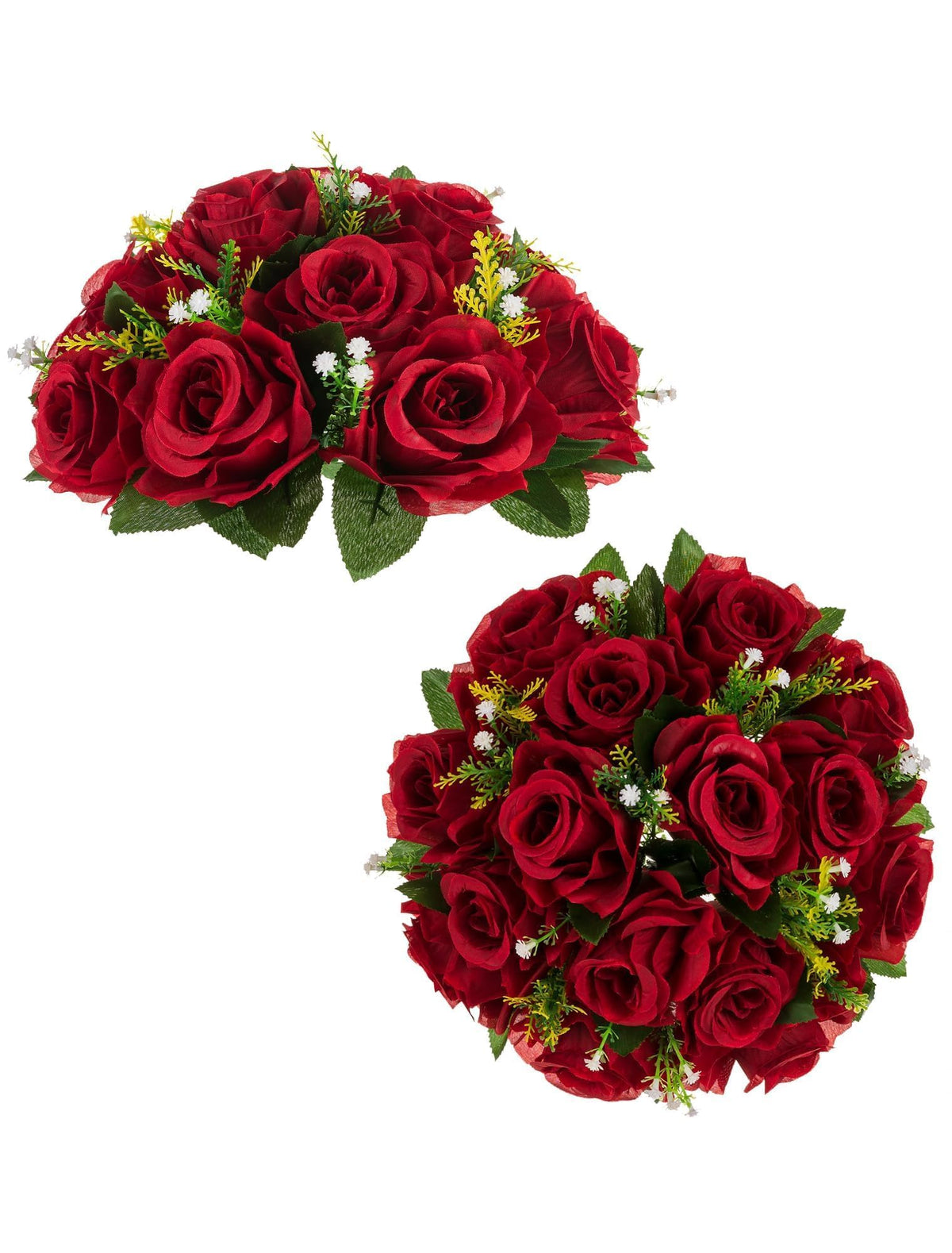 BLOSMON Faux Flower Centerpieces for Wedding Tables, 10 Pcs, Crimson Red