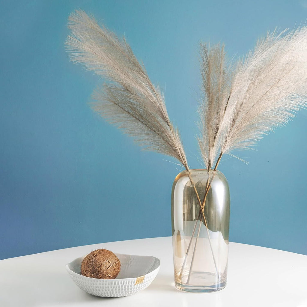 MECCANIXITY 15Pcs Faux Pampas Grass,21"/55cm Fake Pampas Grass Decor for Living Room Party Wall Vase Wedding Decoration,Light Blue
