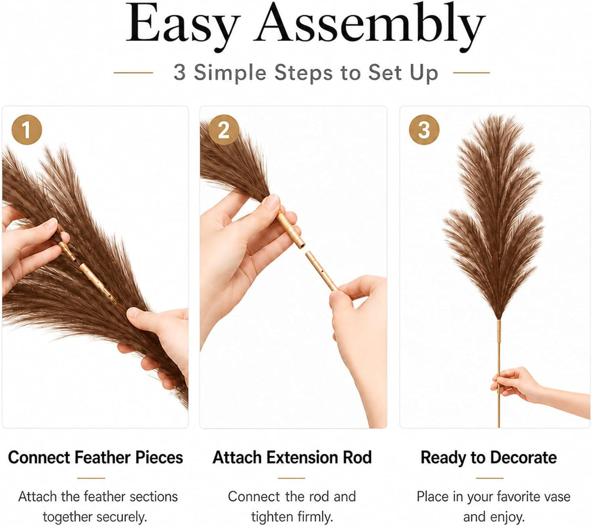 GNDR 9 PCS 45" Artificial Pampas Grass Dark Brown & Beige & Brown