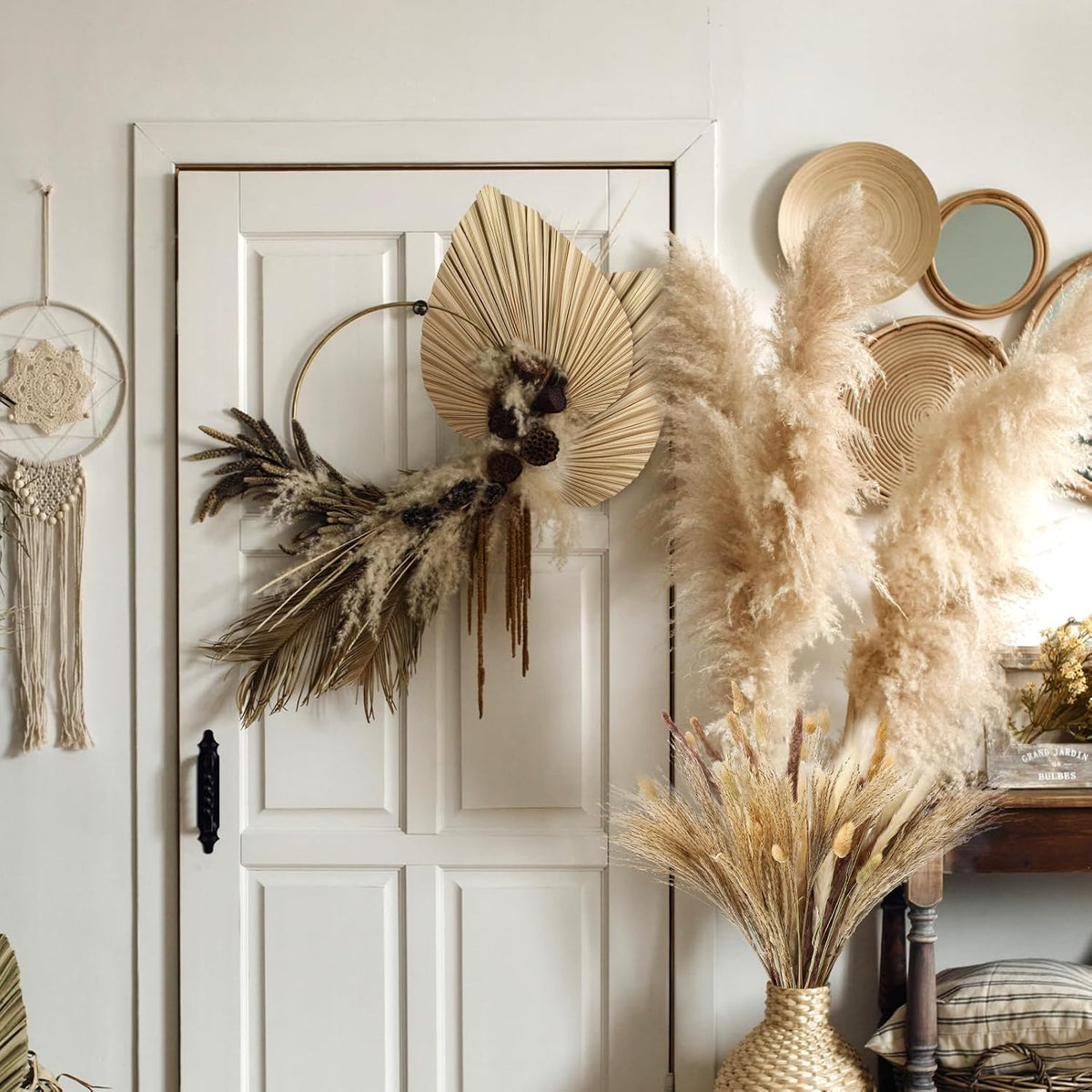 105 Pcs Boho Dried Pampas Grass Decor Bulk