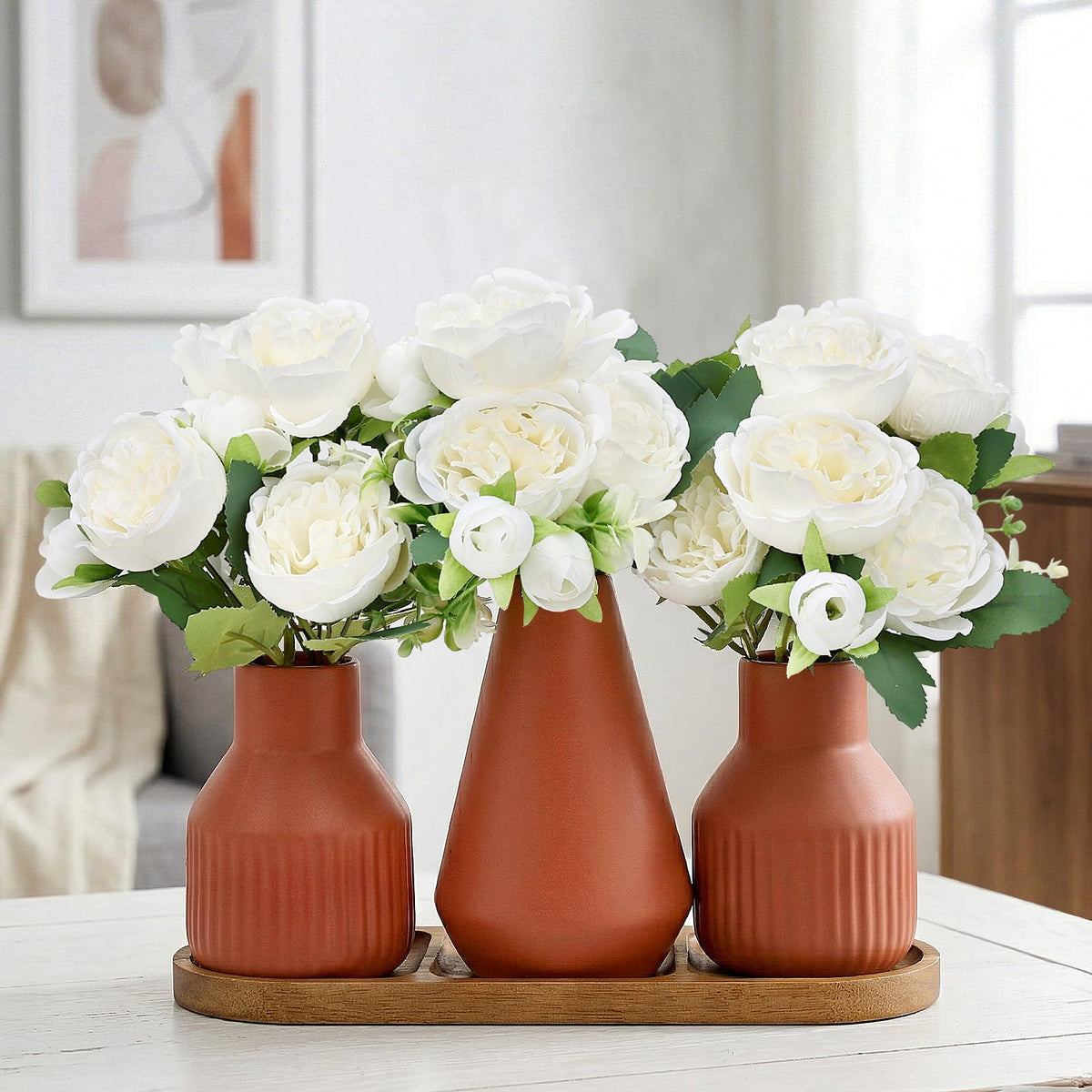 White Flower Table Centerpieces for Dining Room