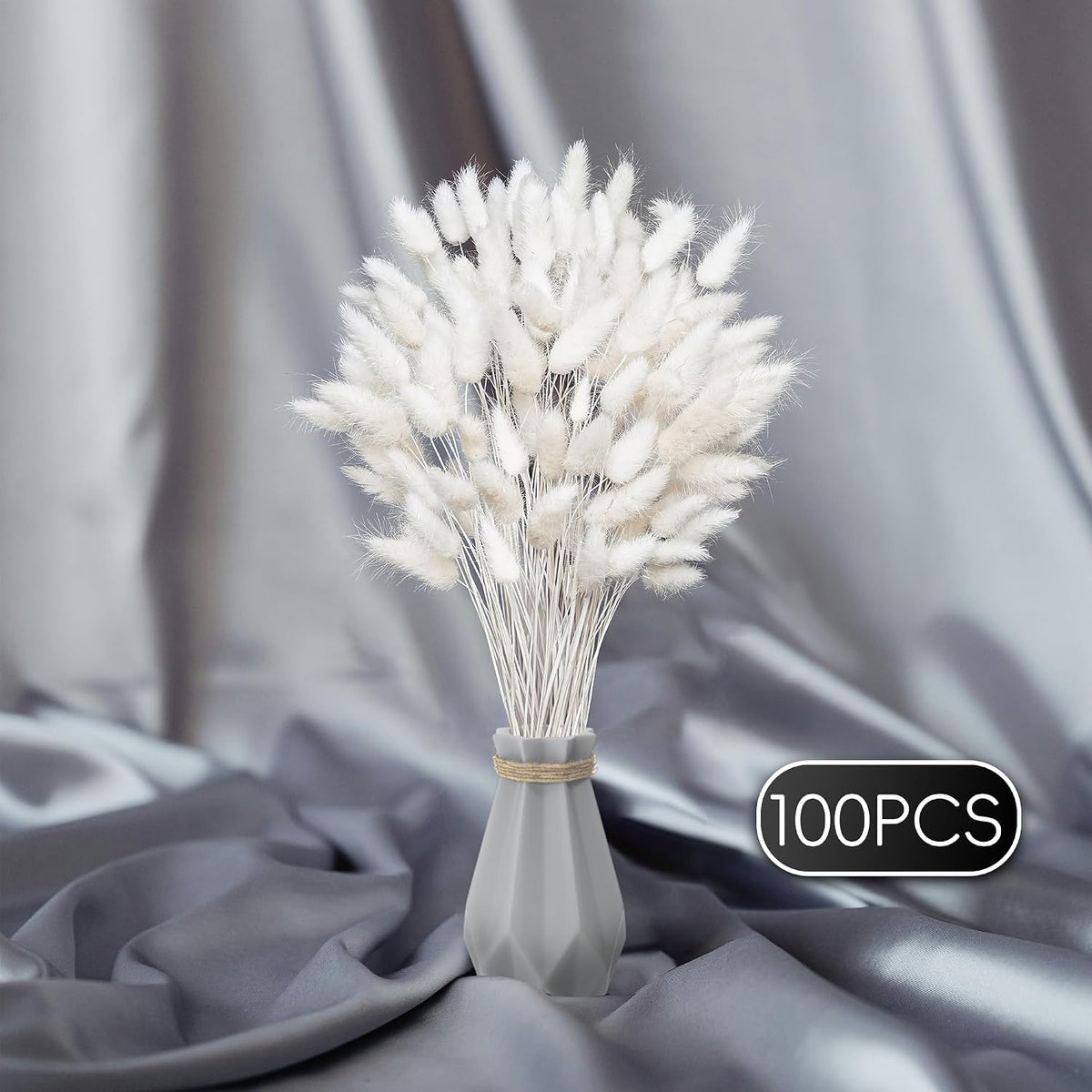 120 PCS White Dried Pampas Grass Decor, 17-inch Pompas Floral, Dry Flowers for Decoration, Pampas Grass in Bulk Tall, White Bunny Tails Dried Flowers for Boho Wedding