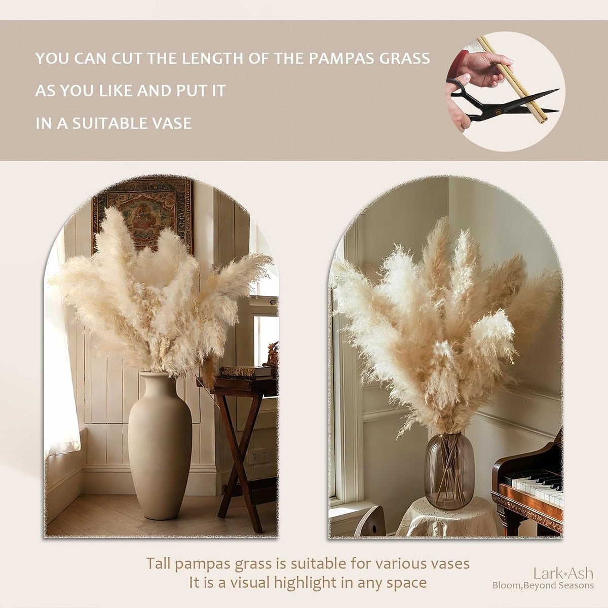 45pcs 42"inch Pampas Grass Decor Tall, Large pompas Grass,Tall Pampas Grass for Floor Vase,Wedding, Party,Farmhouse, Boho Home Decor